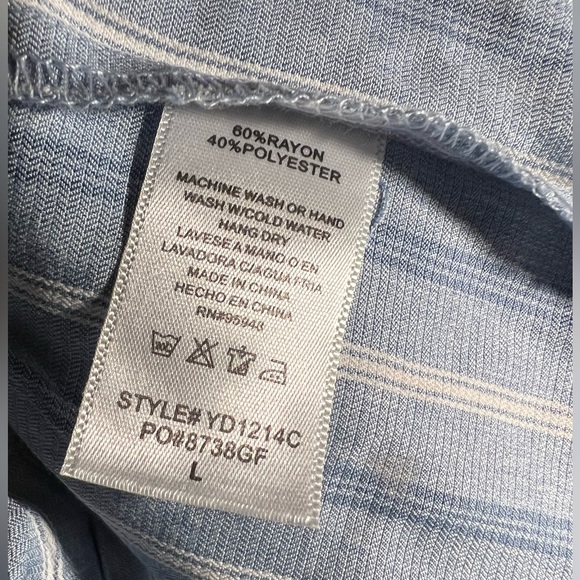 ✨SOLD✨Baby Blue Striped Tiered 3/4 Sleeve Cozy Co Dress Size L (L-XL Fit) NWT - Picture 9 of 9